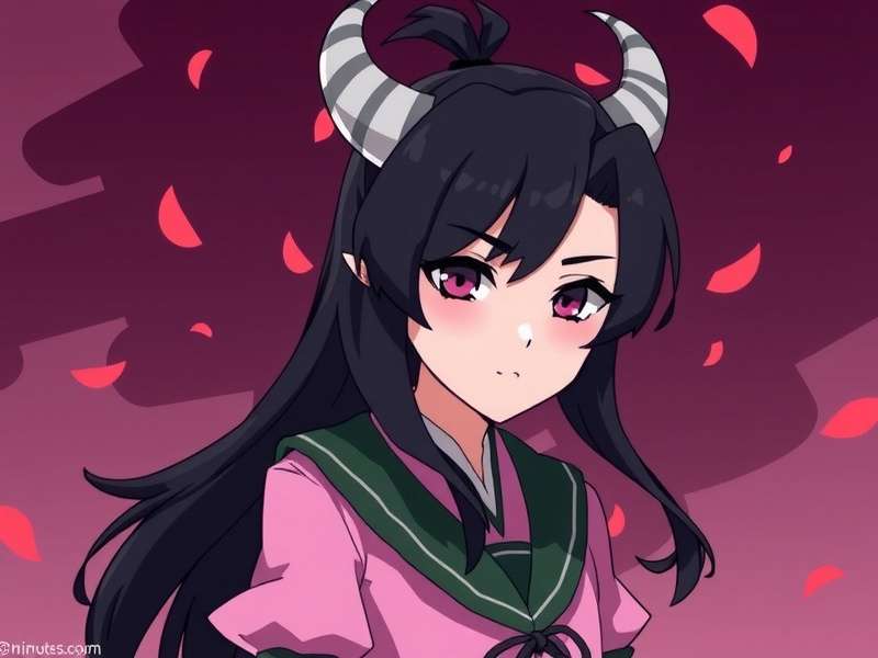 Nezuko Kamado in her demon form with bamboo muzzle, glowing pink eyes