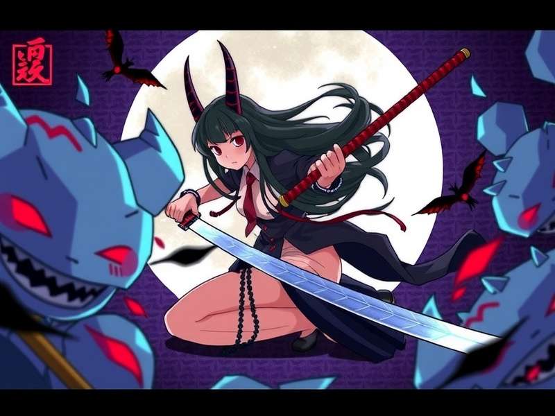 Cute chibi Nezuko Kamado with pink accents wallpaper