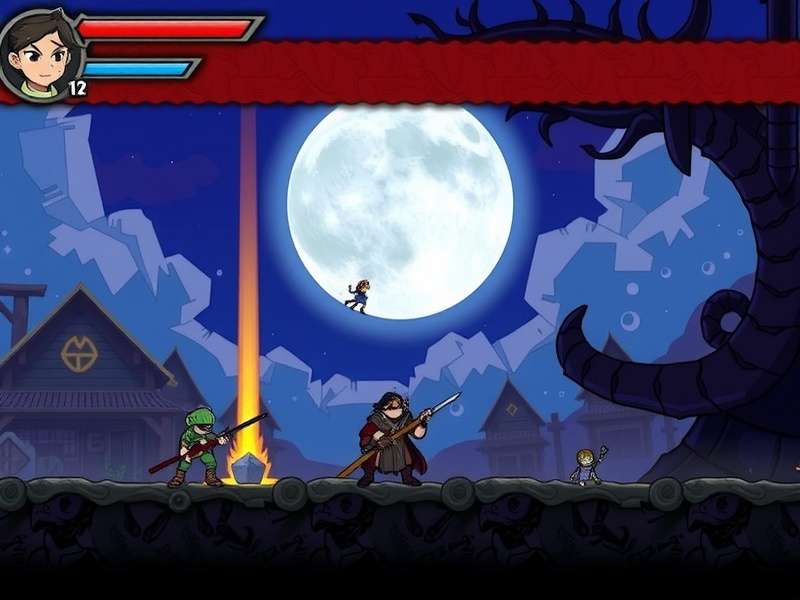 Demon Slayer characters Tanjiro, Nezuko, Zenitsu, and Inosuke standing together