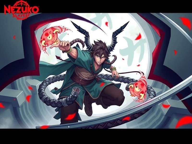 Artistic depiction of Kamado family shrine with Hinokami Kagura mask