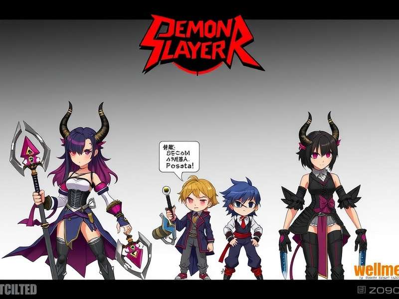 Demon Slayer character collage featuring Tanjiro, Nezuko, and others in action poses