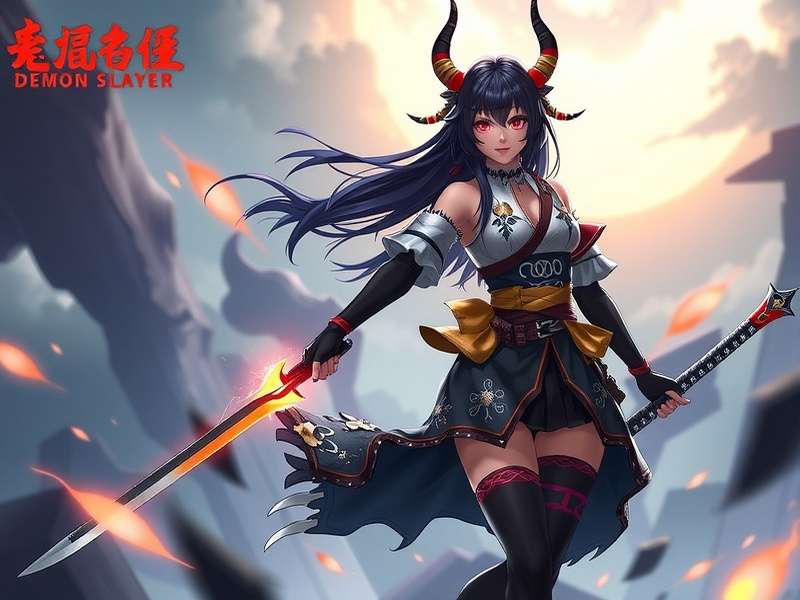 Yoruichi fan art in Demon Slayer style with lightning and katana