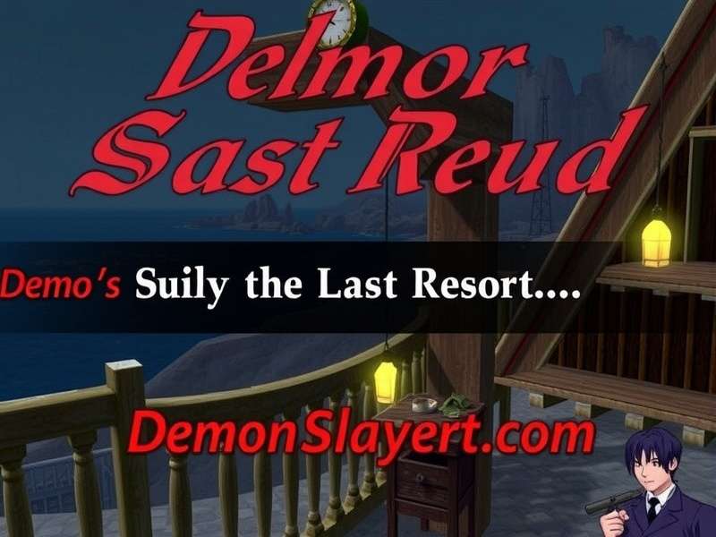 Demon Slayer Last Resort gameplay screenshot showing the Infinity Castle with atmospheric purple lighting and a slayer in combat stance.