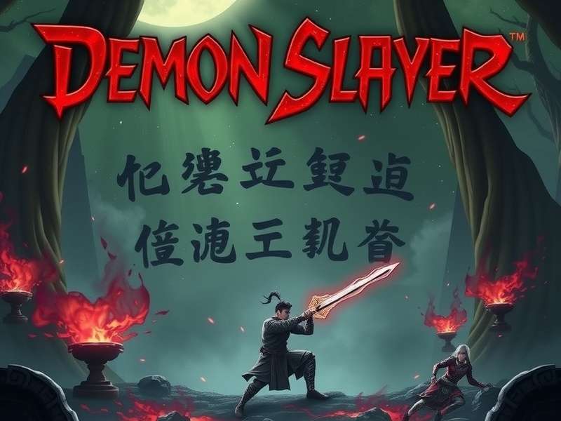 Demon Slayer Infinity Castle movie scene with Tanjiro and Nezuko walking through flame-lit corridor